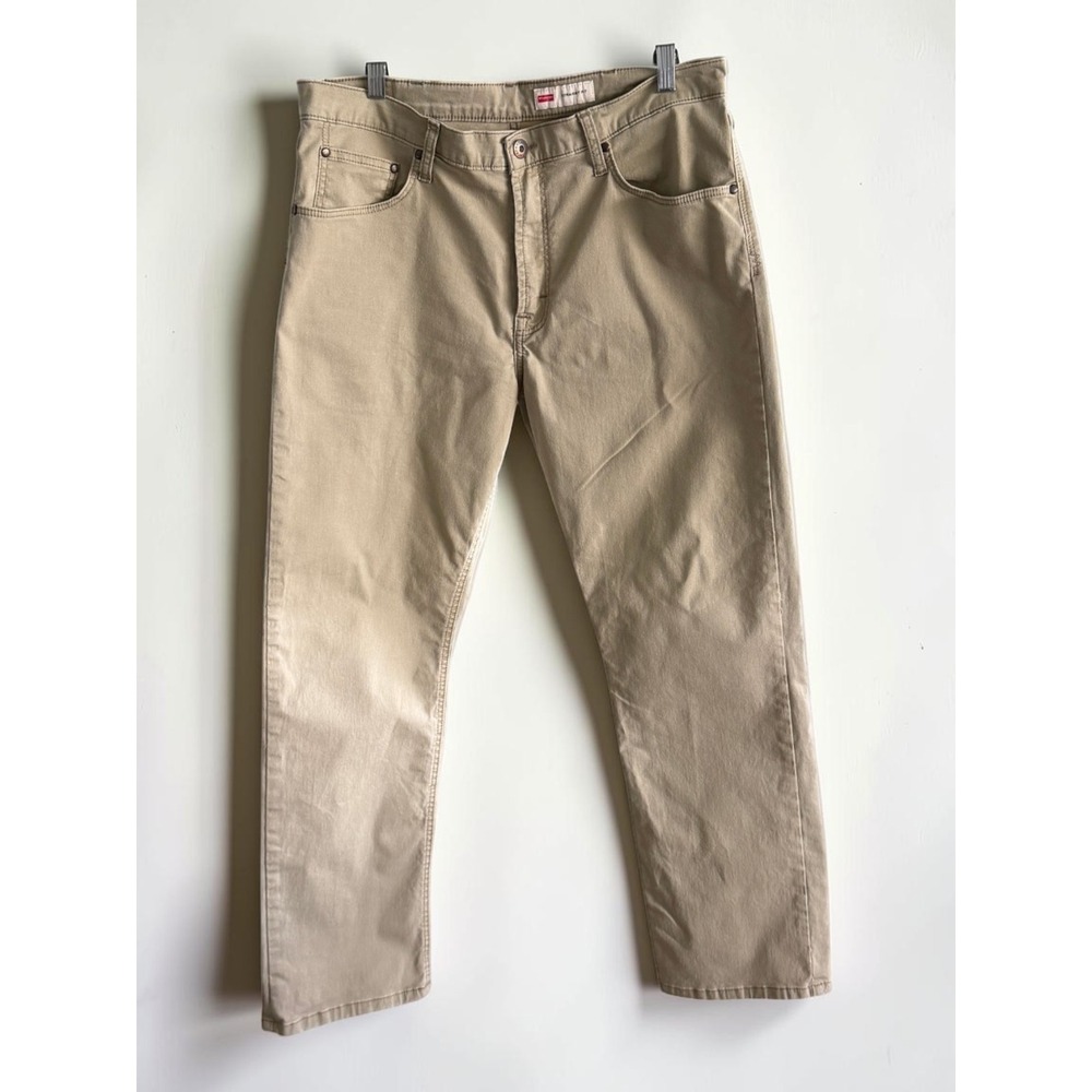 Wrangler Mens Straight Fit Pants Khaki Tan Premium Quality 34x30